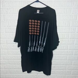 Fruit of the Loom Black T-Shirt with Rifle and Bullet Design